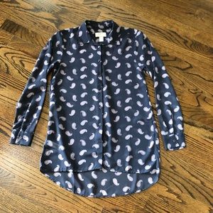 NWT, Loft Paisley Print Semi-Sheer Button-down Blouse